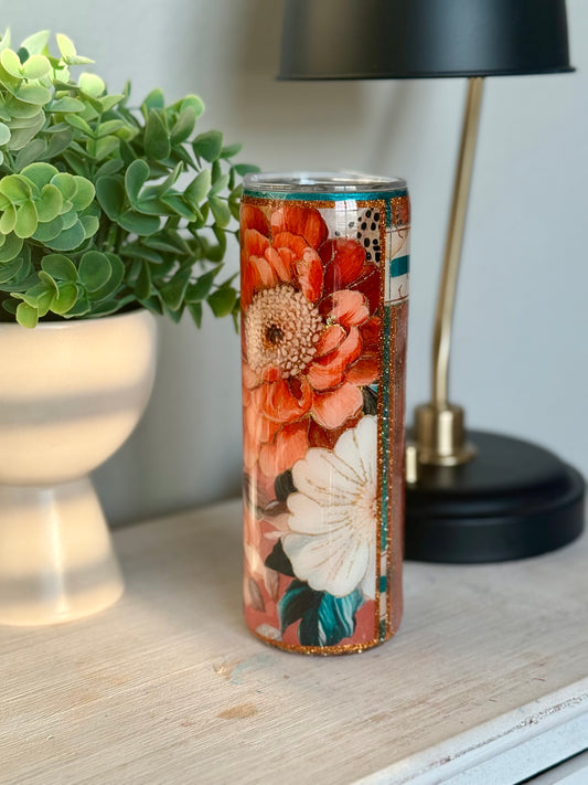 20oz Peach Floral